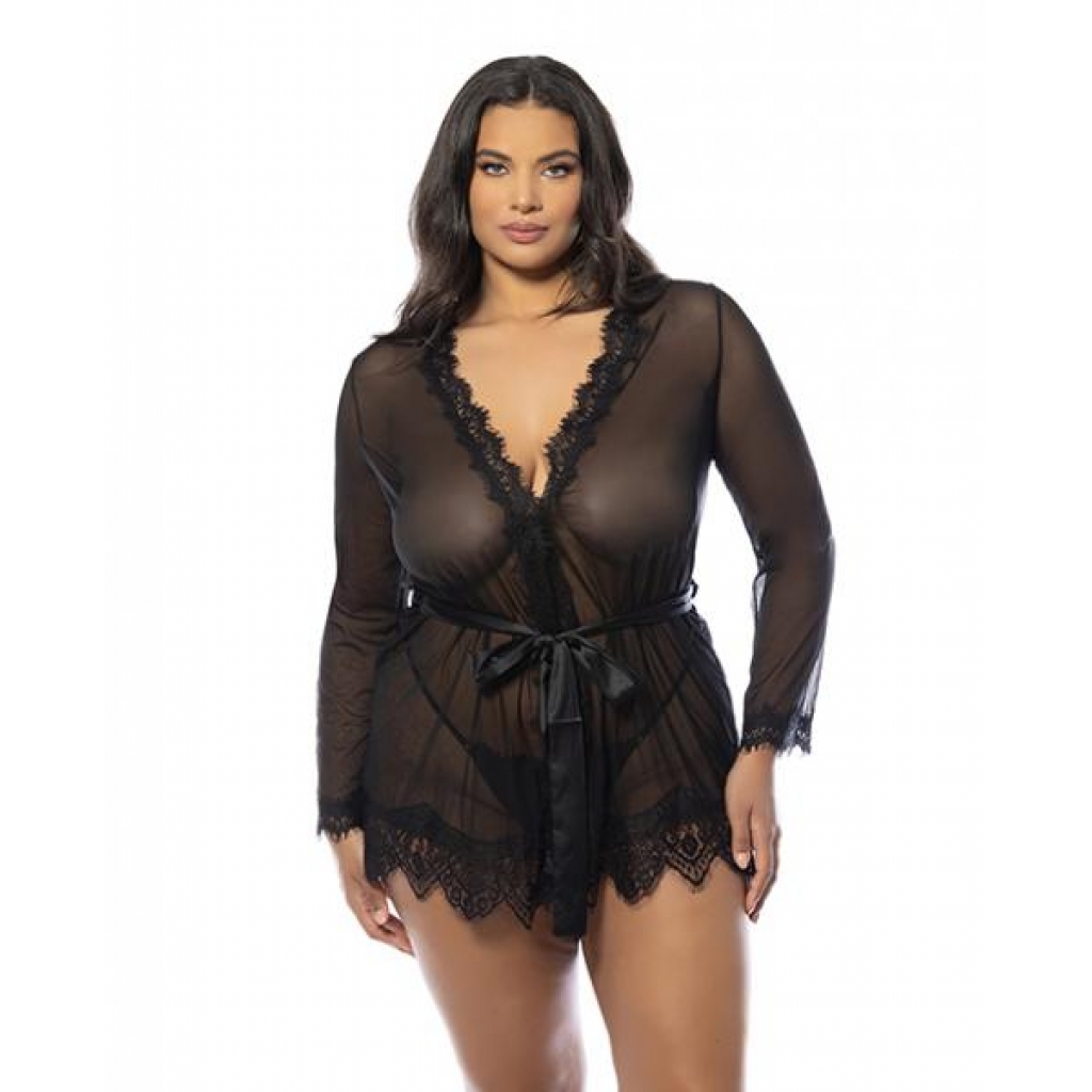 Provence Sheer Short Robe - Black 1X/2X