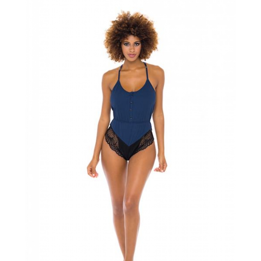 Claribel Ribbed Jersey Romper - Estate Blue/Black L/XL