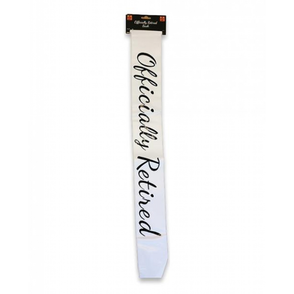 Officially Retired Celebration Sash - White