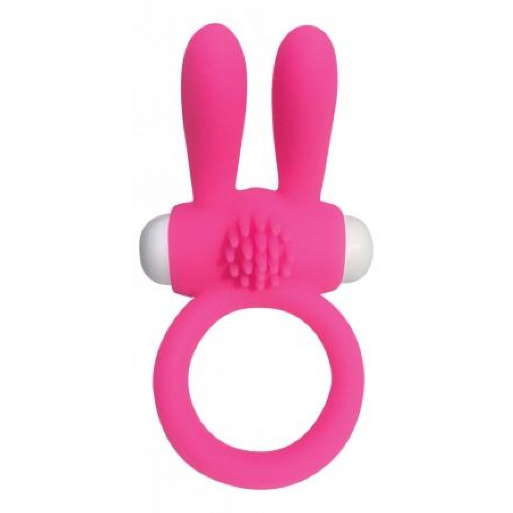 Neon Rabbit Ring Vibrator - Pink - Couples' Pleasure Enhancer