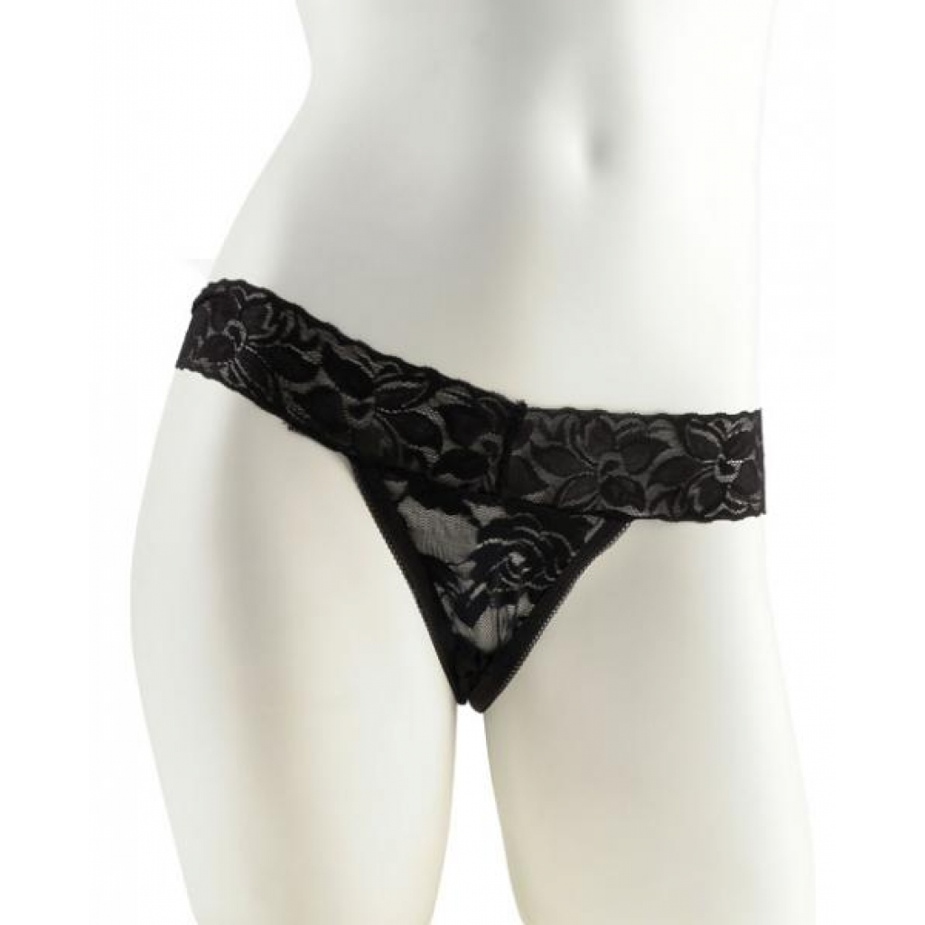 Hanky Spank Me Vibrating Panty - Black Lace Thong