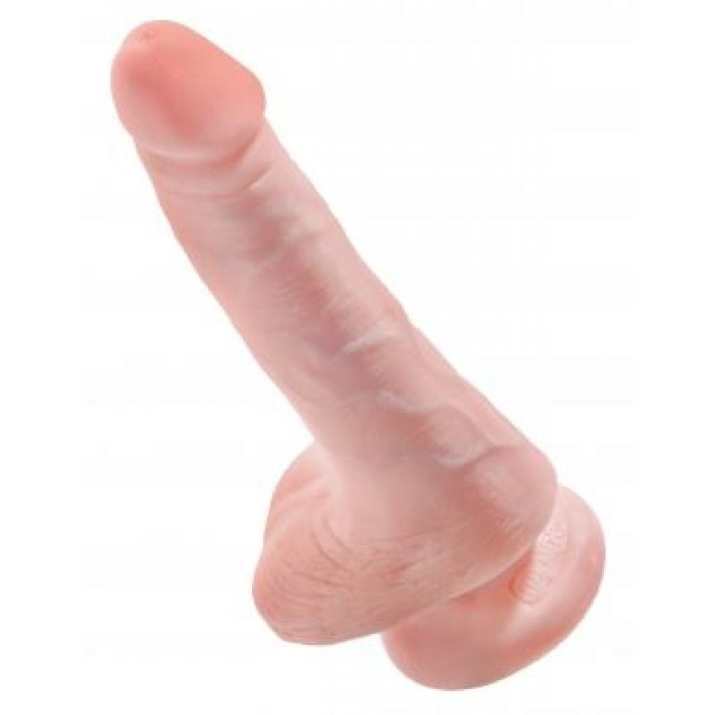 King Cock 6-Inch Realistic Dildo with Balls - Beige