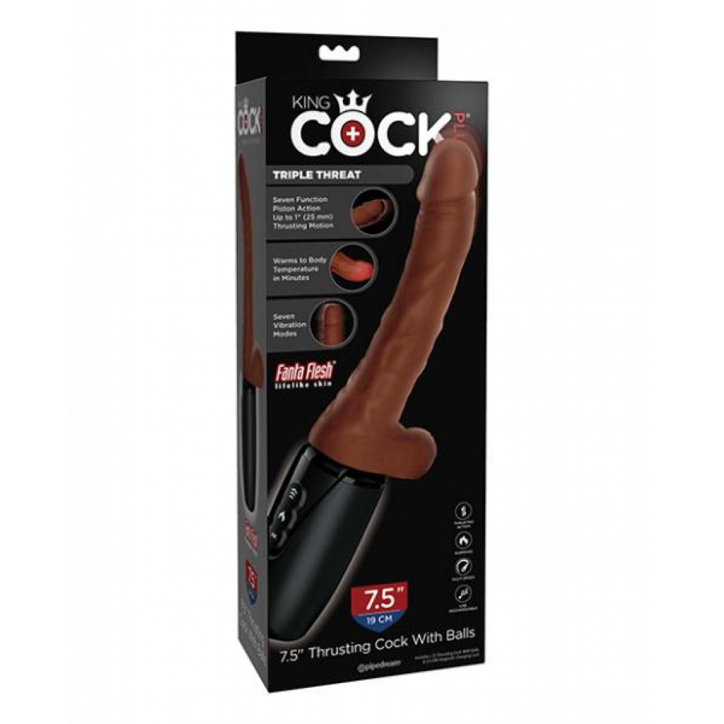 King Cock Plus Thrusting, Warming & Vibrating Dong - 7.5