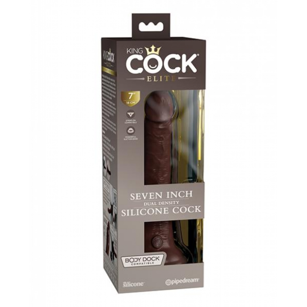 King Cock Elite Dual Density Silicone Cock - Brown