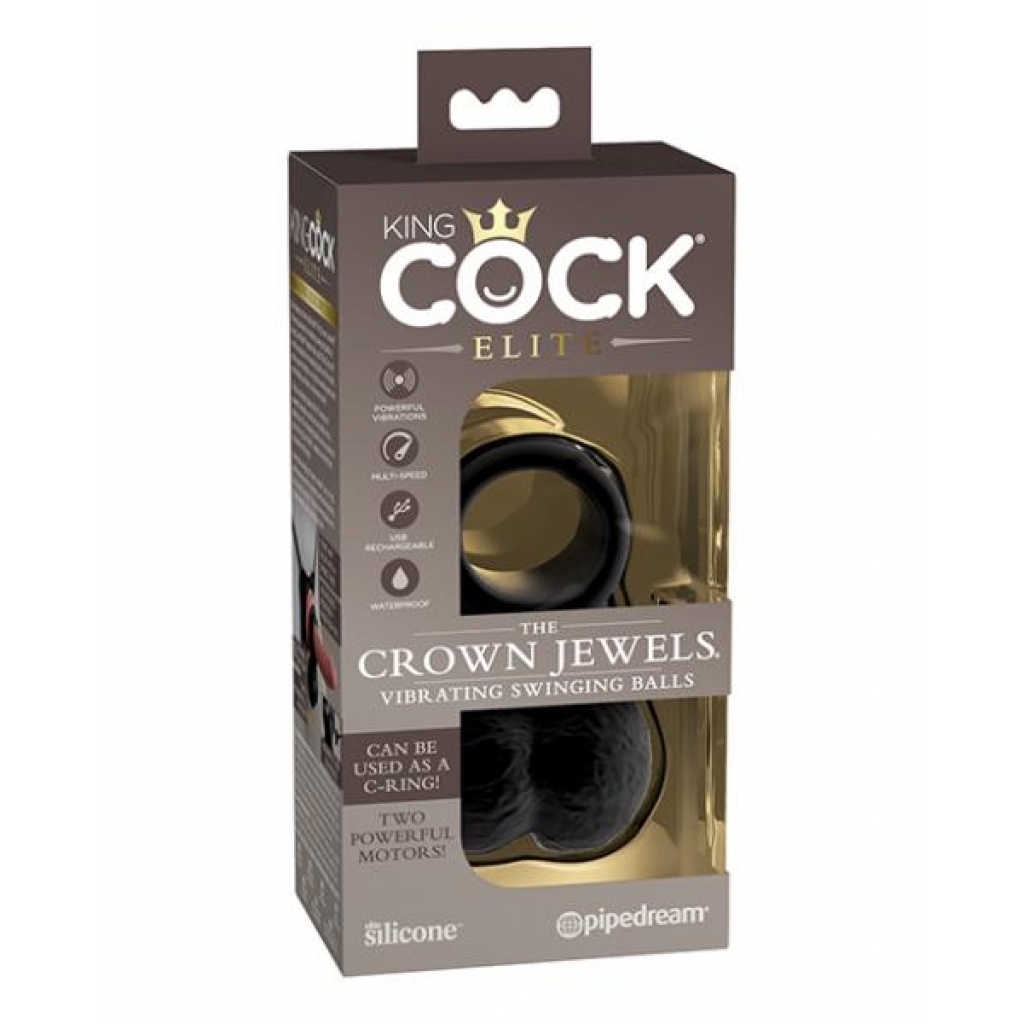 King Cock Elite The Crown Jewels Vibrating Balls - Black