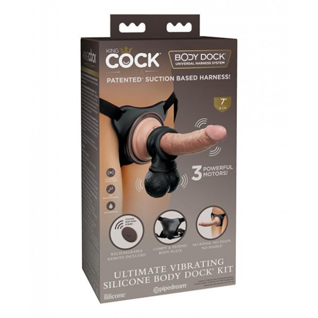 King Cock Elite Ultimate Vibrating Silicone Body Dock Kit with Remote