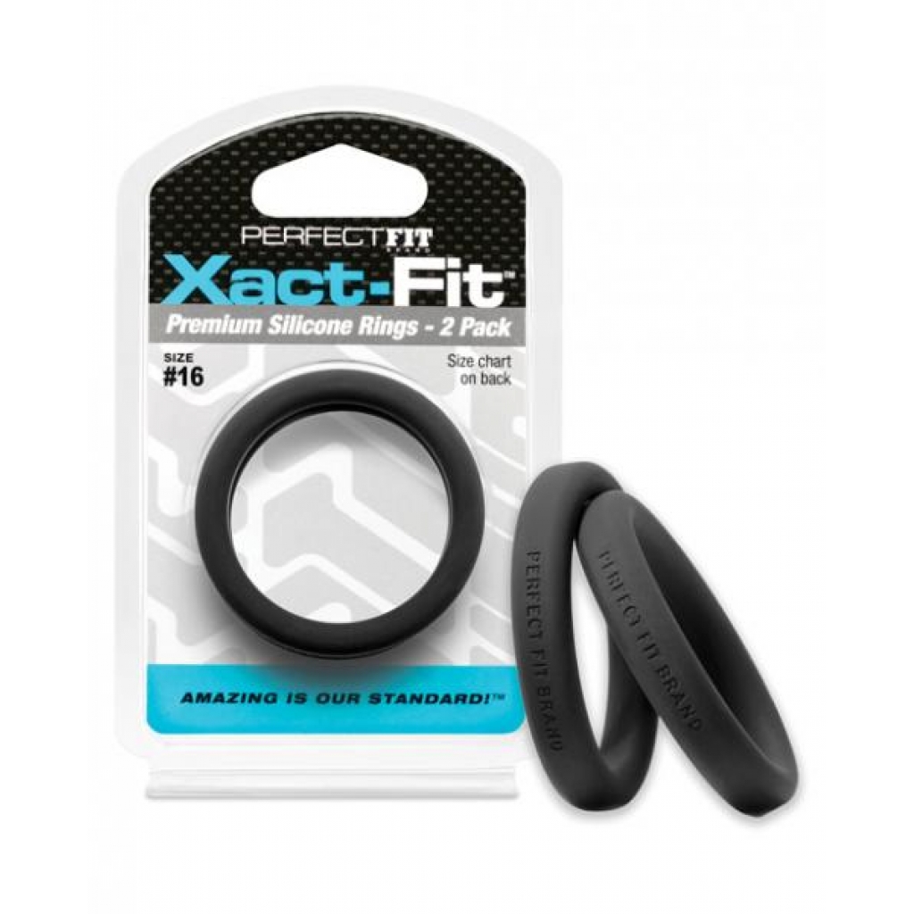 Perfect Fit Xact-Fit #16 Black Pack Of 2 Cock Rings