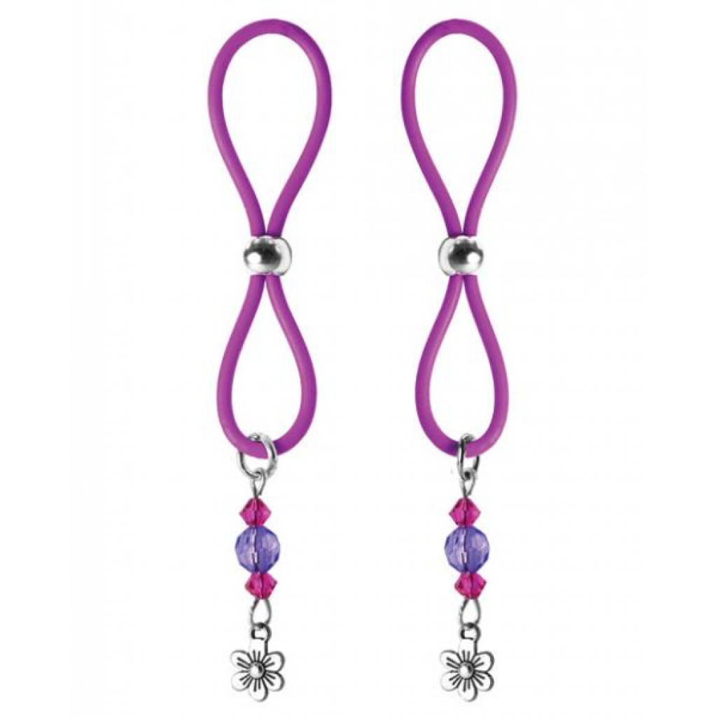 Bijoux De Nip Nipple Halos With Flower Charm - Purple