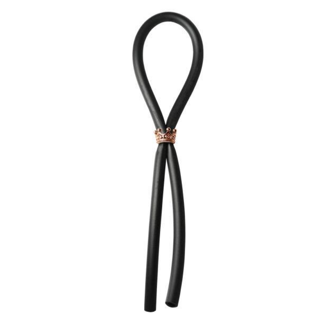 Bolo Lasso Ring with Rose Gold Crown Slider - Black