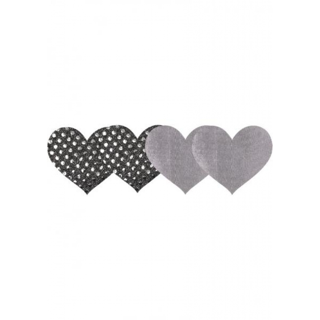 Dark Angel Hearts Premium Pasties - Silver