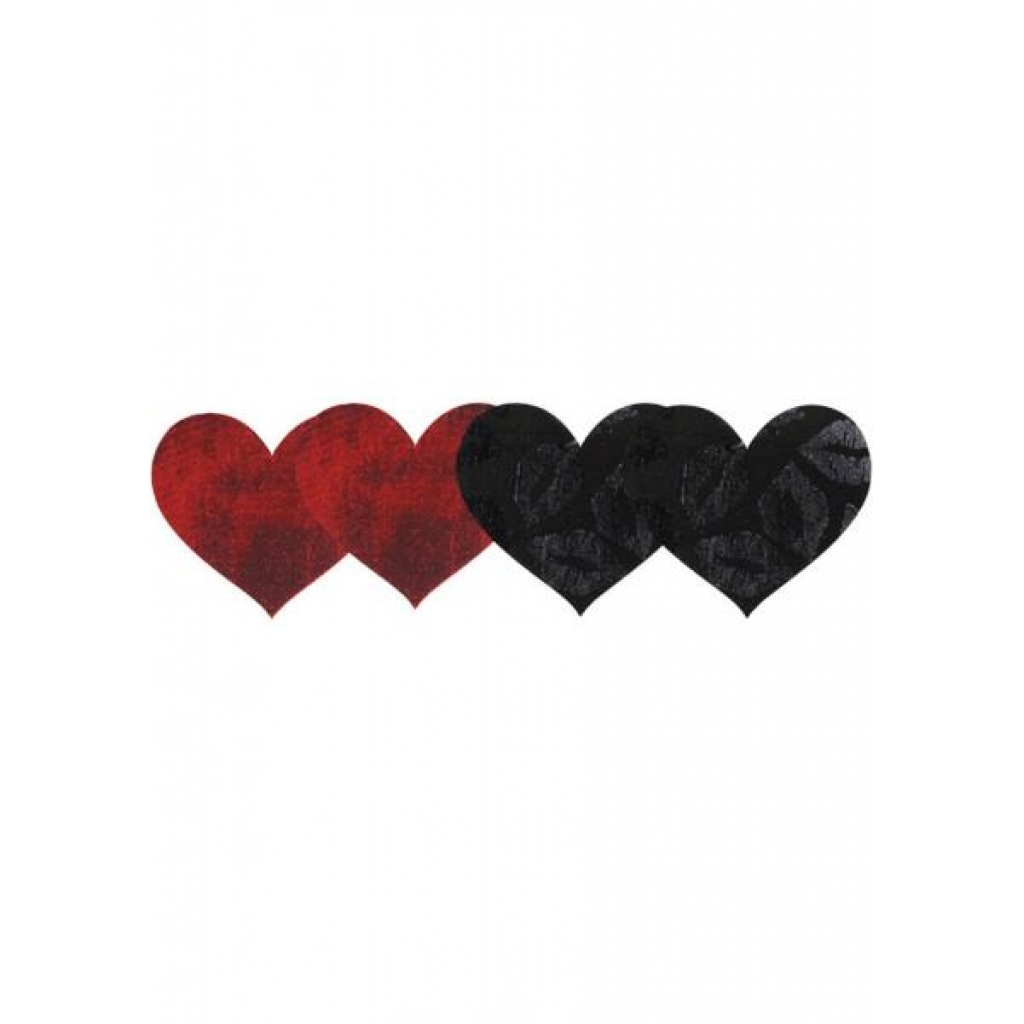 Stolen Kisses Hearts Pasties Red & Black 2 Pack