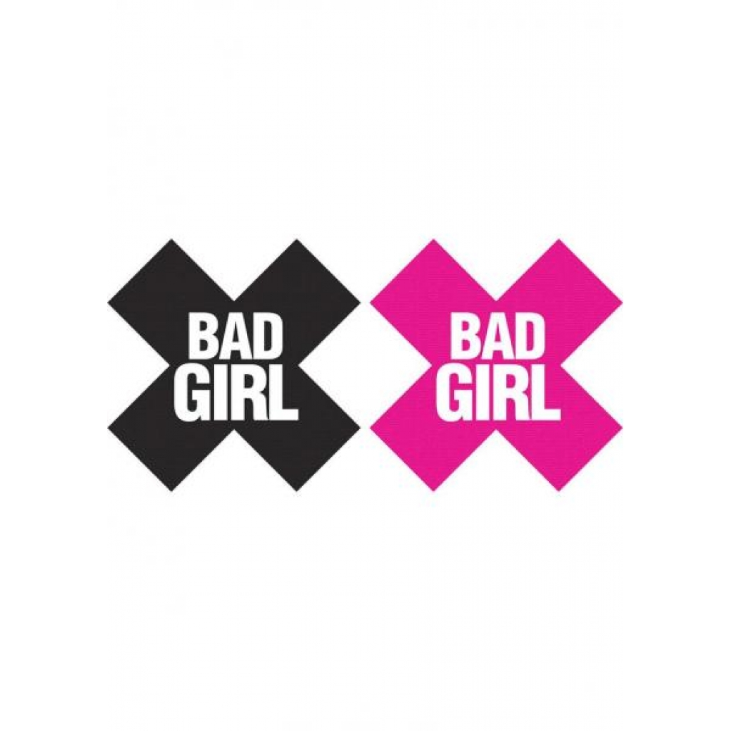 Bad Girl X Pasties - 2 Pairs (1 Black, 1 Pink)