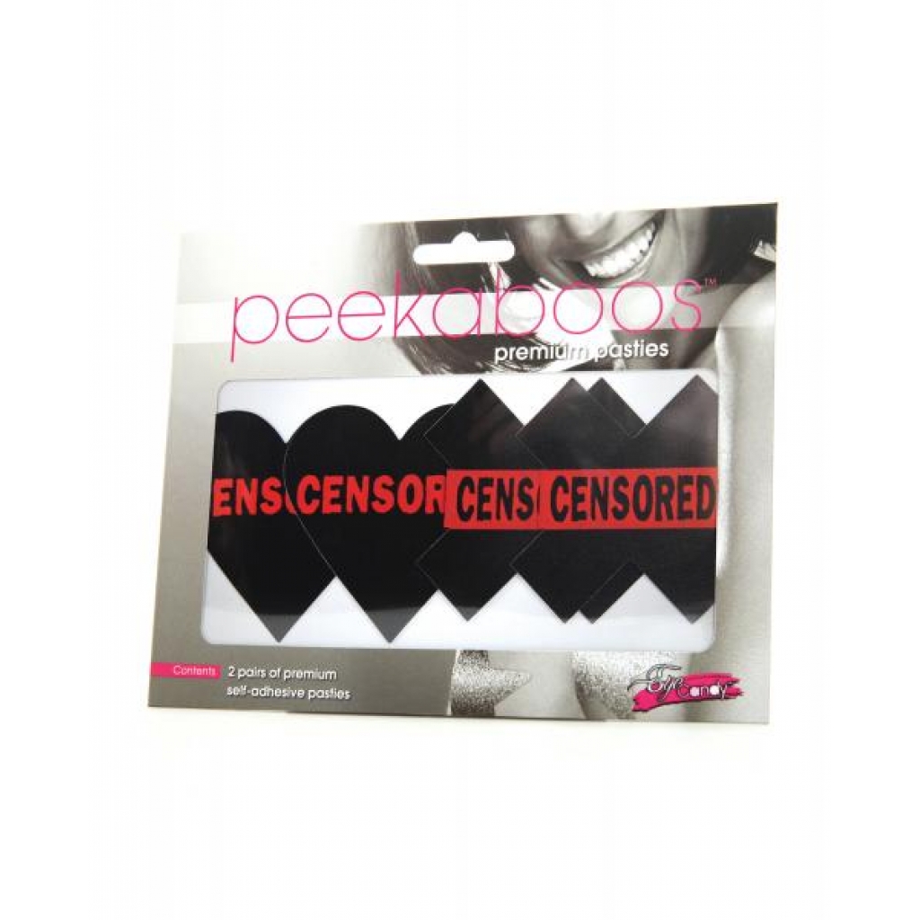 Peekaboos Censored Hearts & X Nipple Pasties - Pack of 2