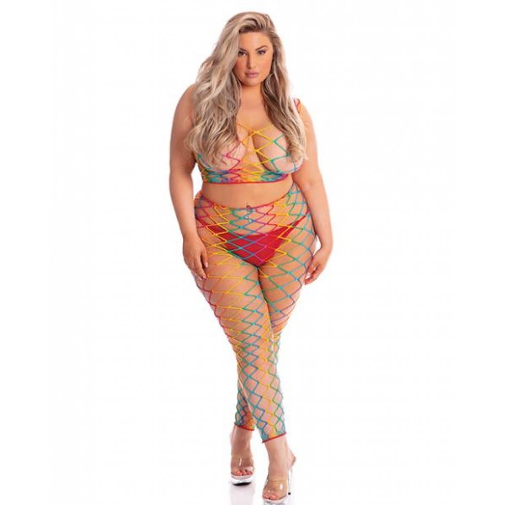 Pink Lipstick Roy G. Biv 2 Pc Bodystocking - Rainbow Queen