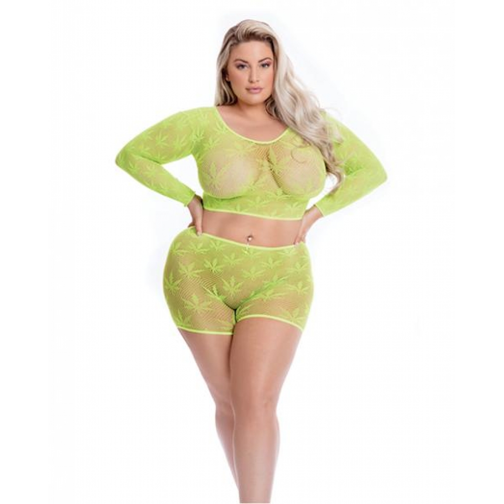 Enchanting Green Leaf It To Me Crop Top & Short Set