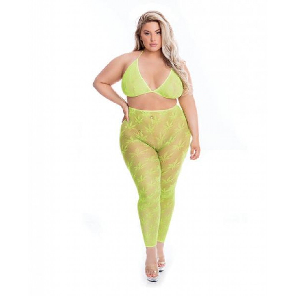 Pink Lipstick All About Leaf Bra & Leggings - Green Qn