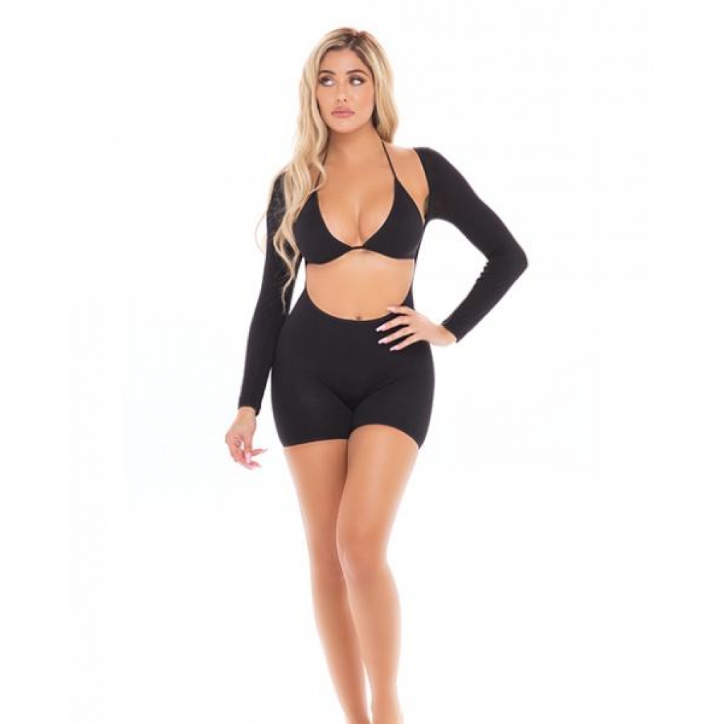 Pink Lipstick Knock Out 2-Piece Play Suit - Black O/S