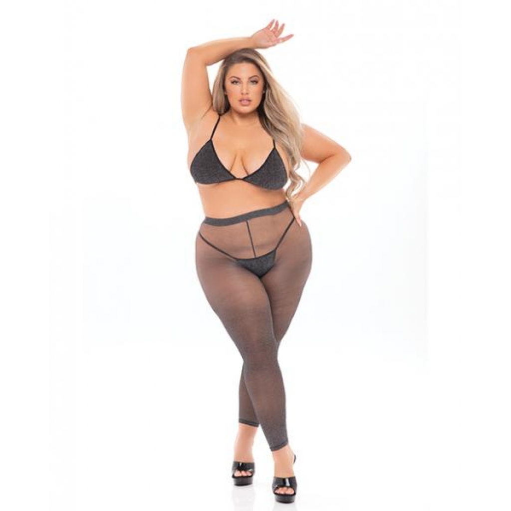 Pink Lipstick Tall Order Bra Top & Leggings - Black Queen