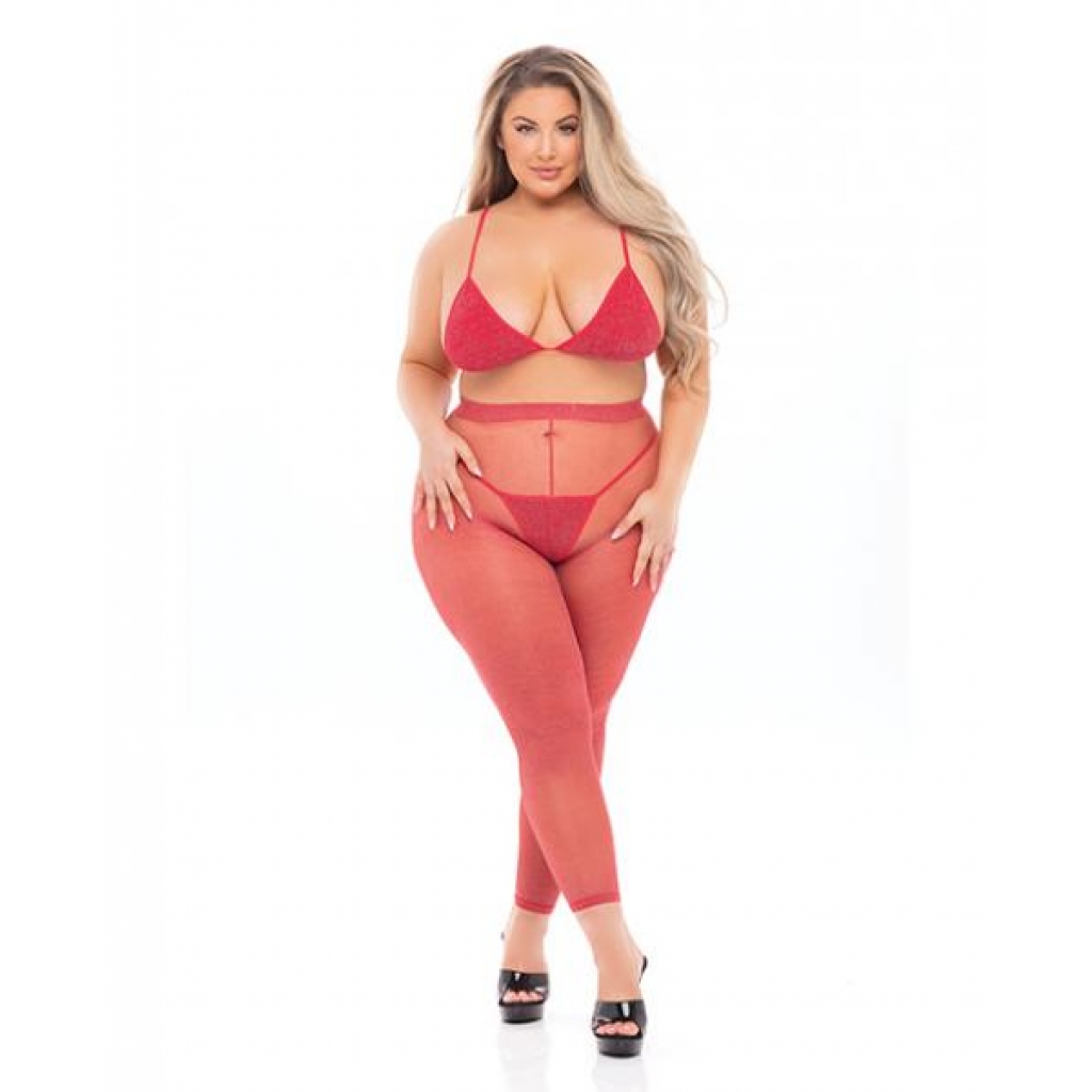 Pink Lipstick Tall Order Bra Top & Leggings - Red (Queen)