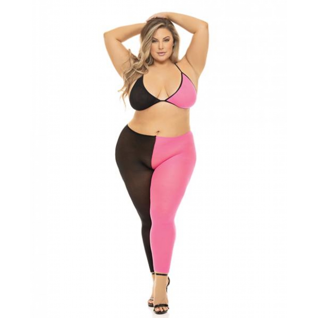 Pink Lipstick Block You Out Bra & Legging Set - Black/Pink