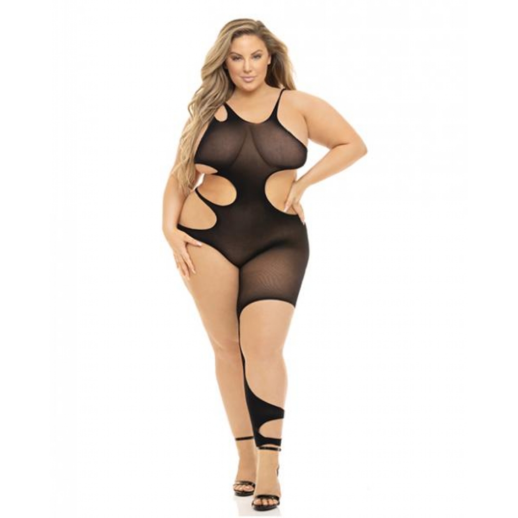 Pink Lipstick Show You How Cut Out Bodystocking Black Qn