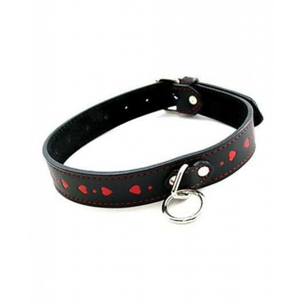 Plesur PVC Collar With Hearts - Black/Red