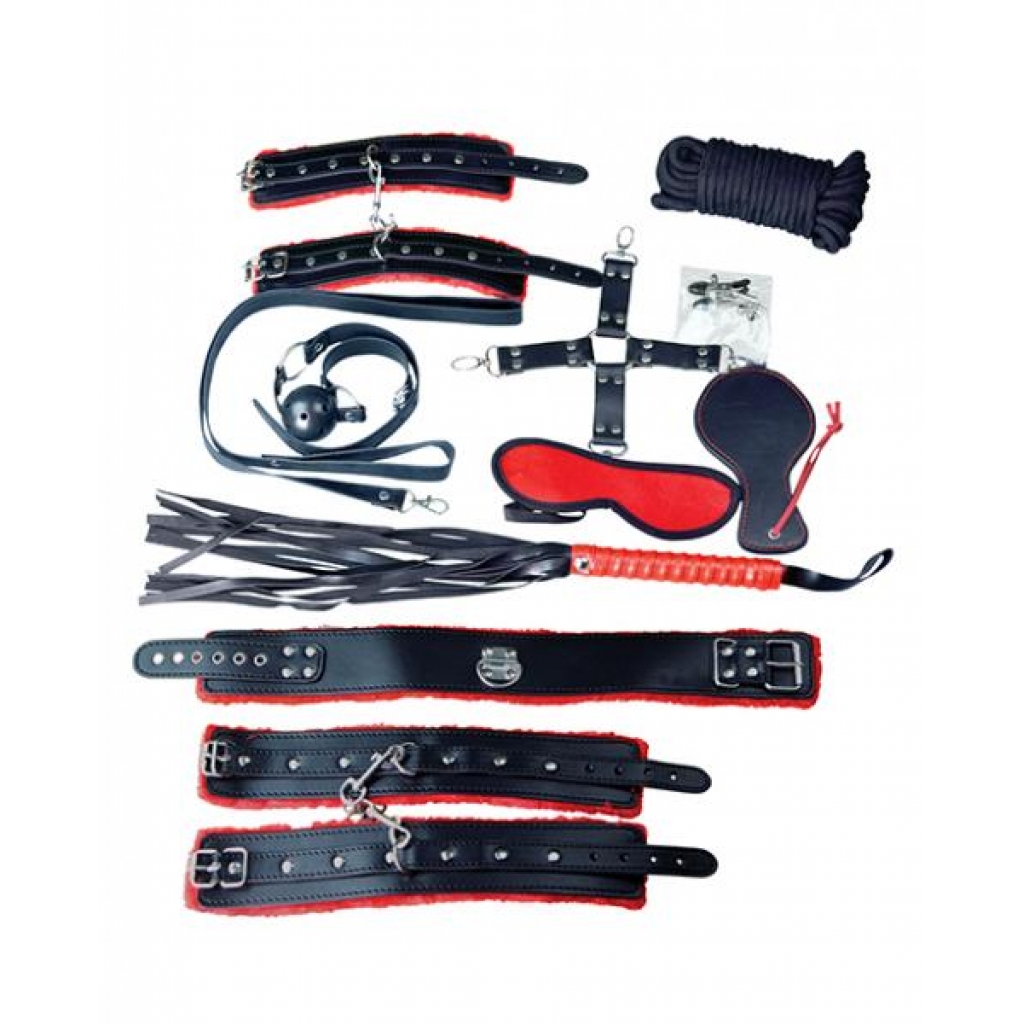 Plesur Deluxe Bondage Kit - Black/Red