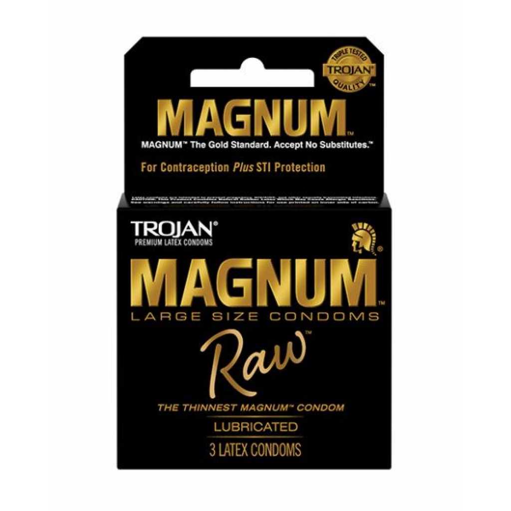 Trojan Magnum Raw Condoms - Pack of 3 for Extra Sensitivity