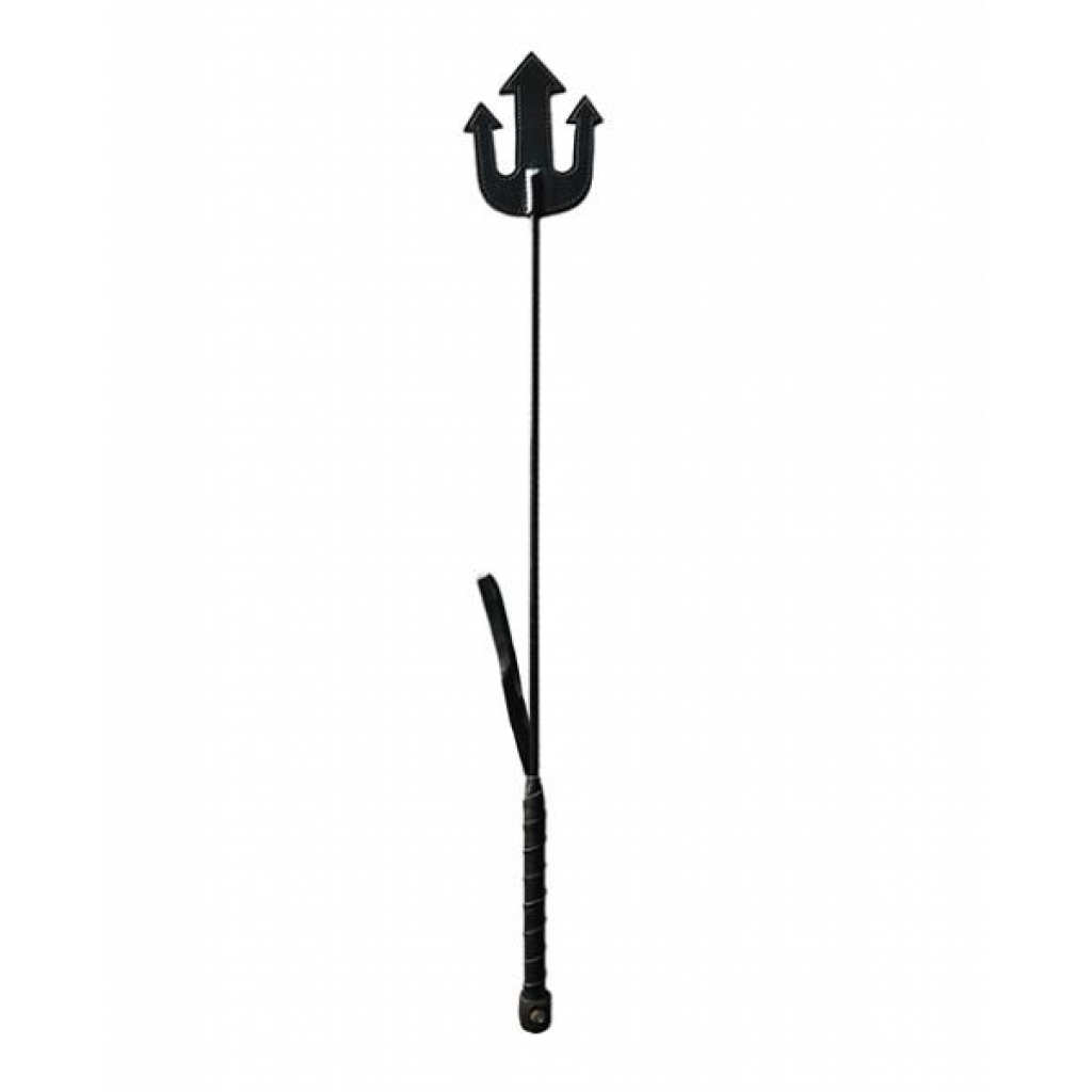 Rouge Leather Devil Riding Crop - Black