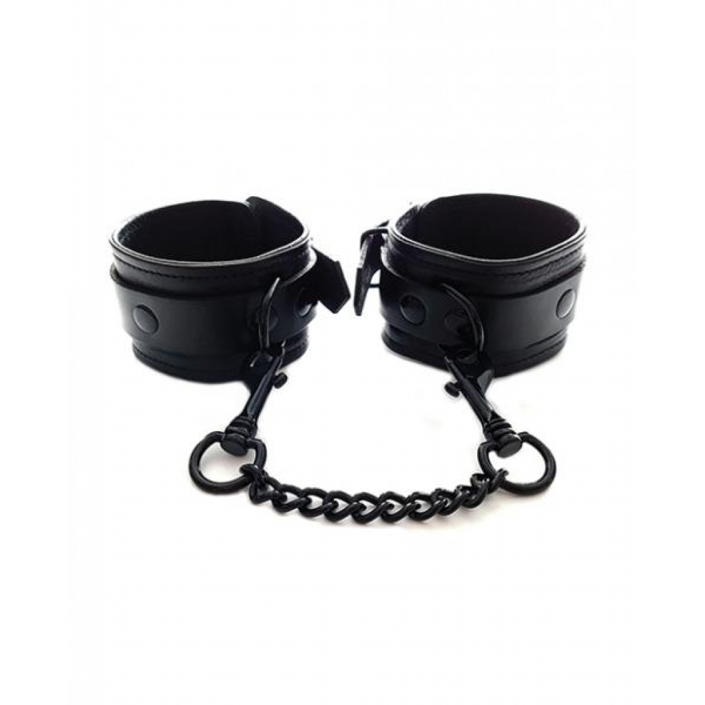 Rouge Black Leather Ankle Cuffs - Adjustable and Secure