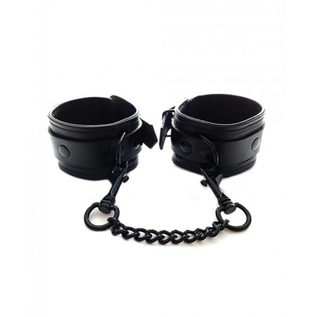 Luxury Rouge Leather Wrist Cuffs - Black