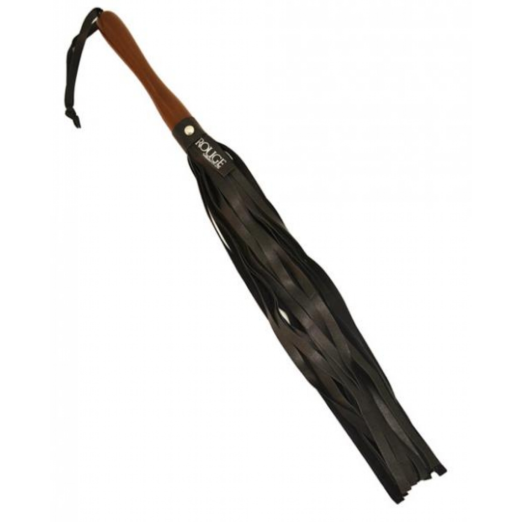 Rouge Leather Flogger with Wooden Handle: Indulge in Sensation