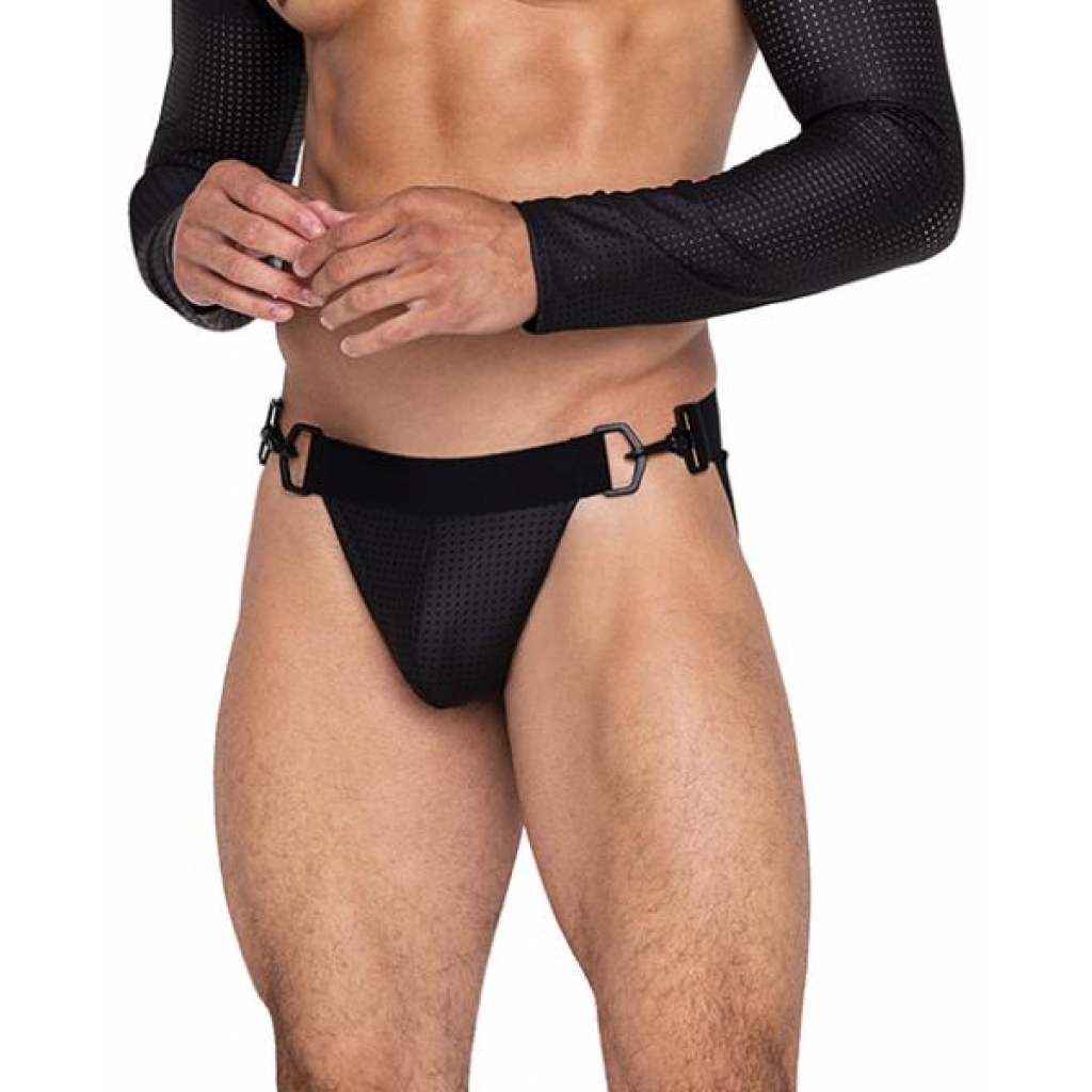 Master Jockstrap with Hook & Ring Closure - Black Large