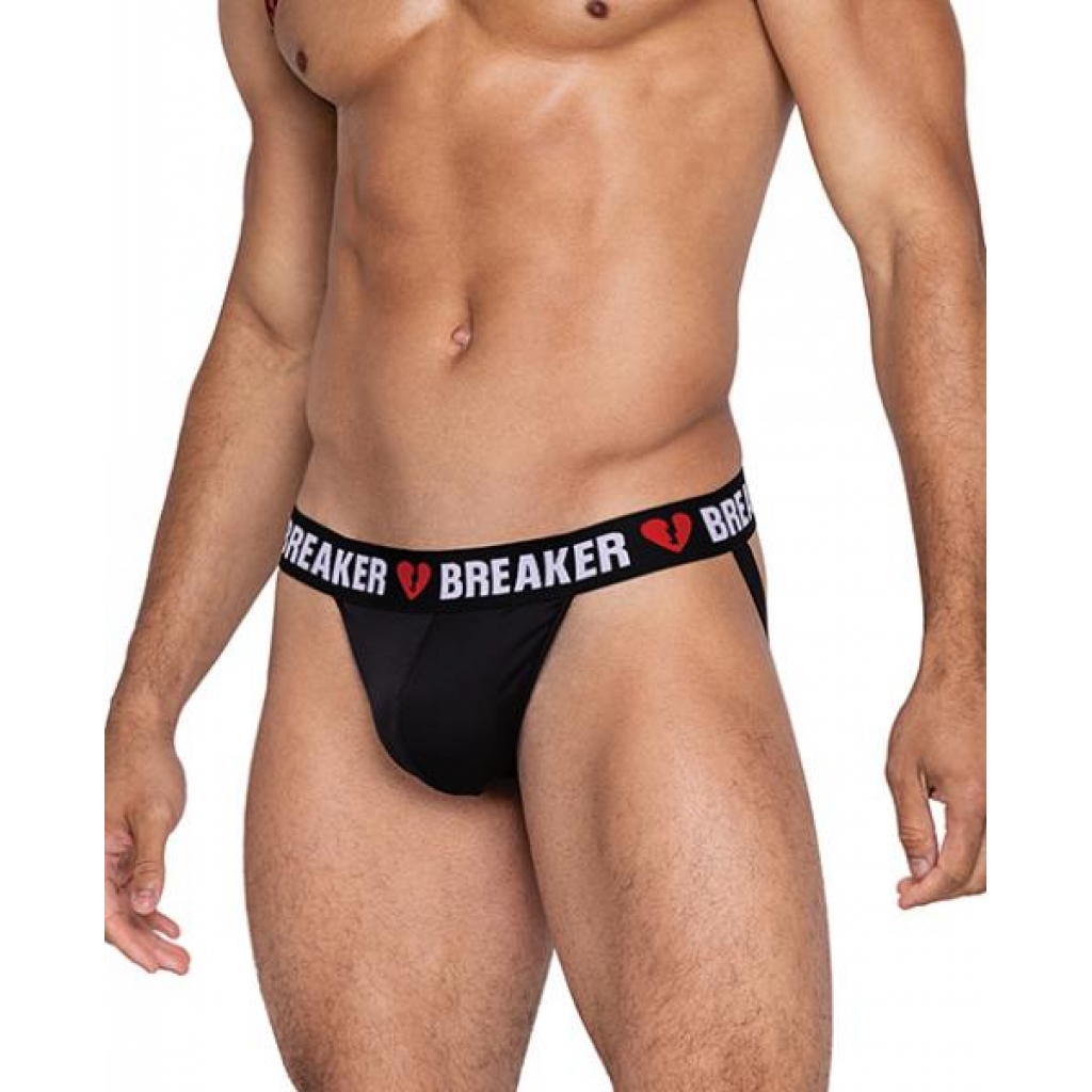 Heartbreaker Jockstrap with Contoured Pouch & Elastic Rear Straps - Black/Red SM