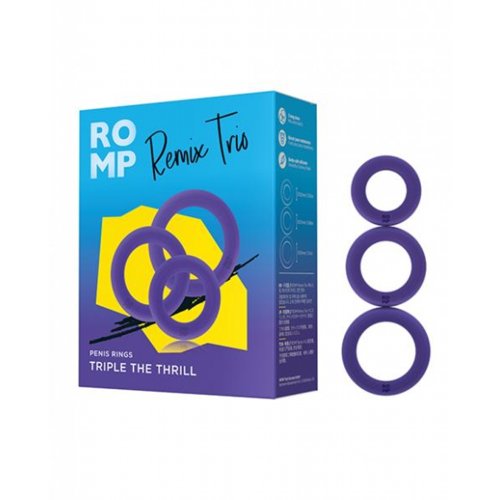 Romp Remix Trio Penis Ring Set - Durable and Fun