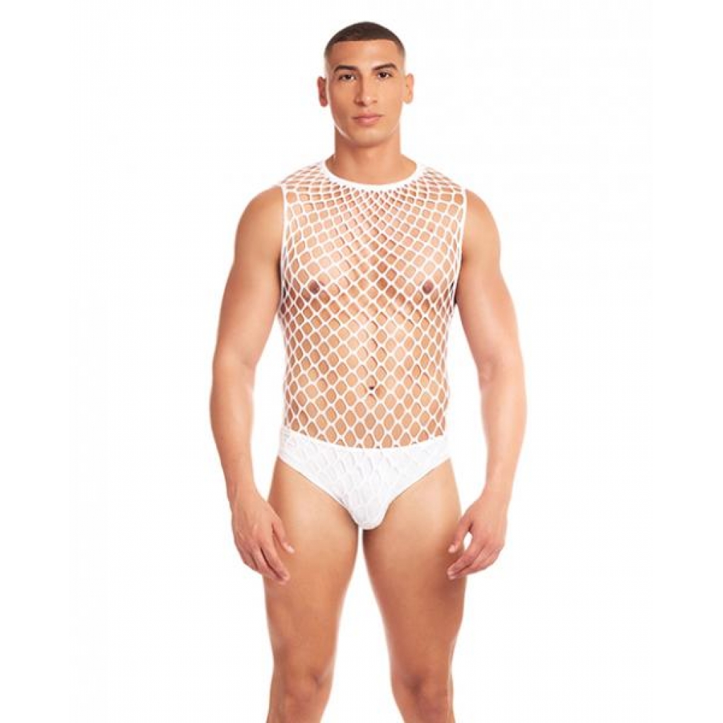 Rainbow Party Full Effect Large Mesh Unitard Set - White