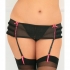 Crotchless Mesh Skirted Thong with Garters - Black 3X/4X