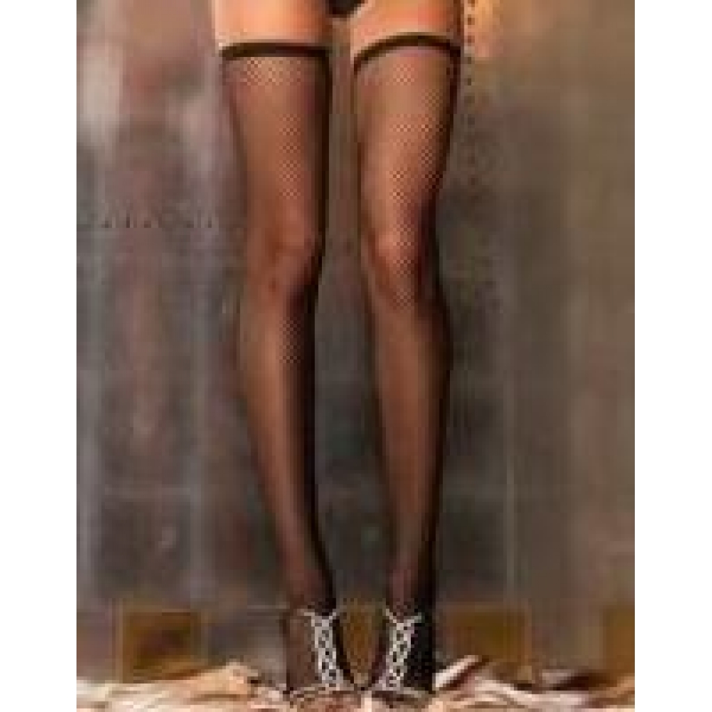 Rene Rofe Fishnet Thigh High Stockings - Black O/S