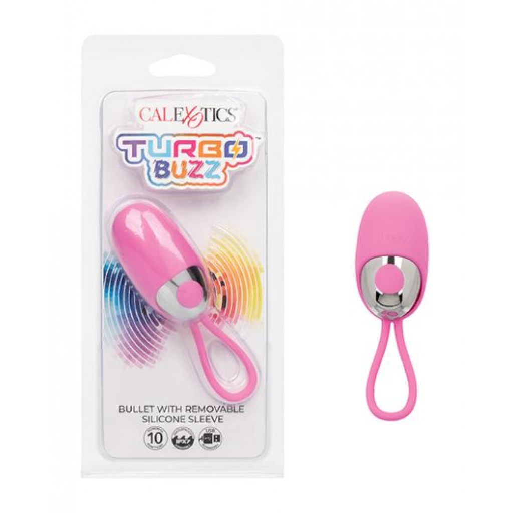 Turbo Buzz Bullet Stimulator with Removable Silicone Sleeve - Pink