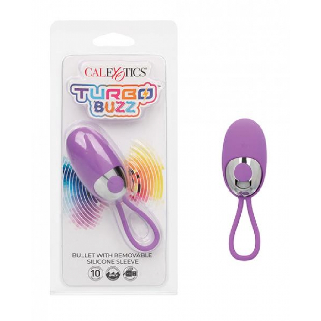 Turbo Buzz Bullet with Removable Silicone Sleeve - Purple