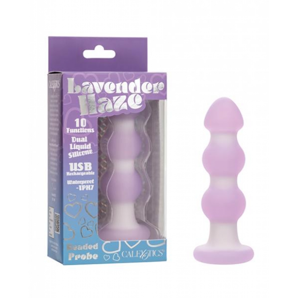 Lavender Haze Beaded Anal Probe - Lavender/White