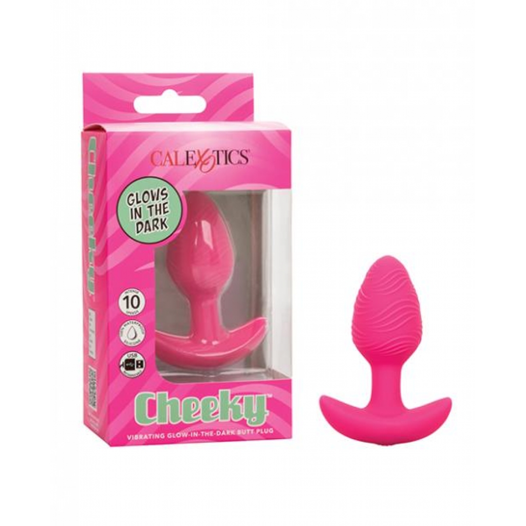 Cheeky Glow In The Dark Vibrating Butt Plug - Pink