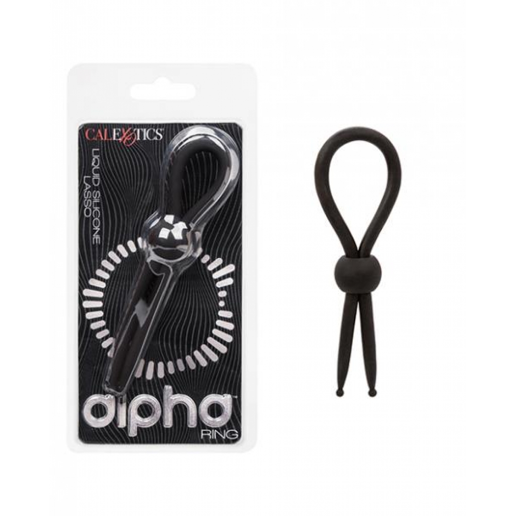 Alpha Liquid Silicone Lasso Cock Ring - Black