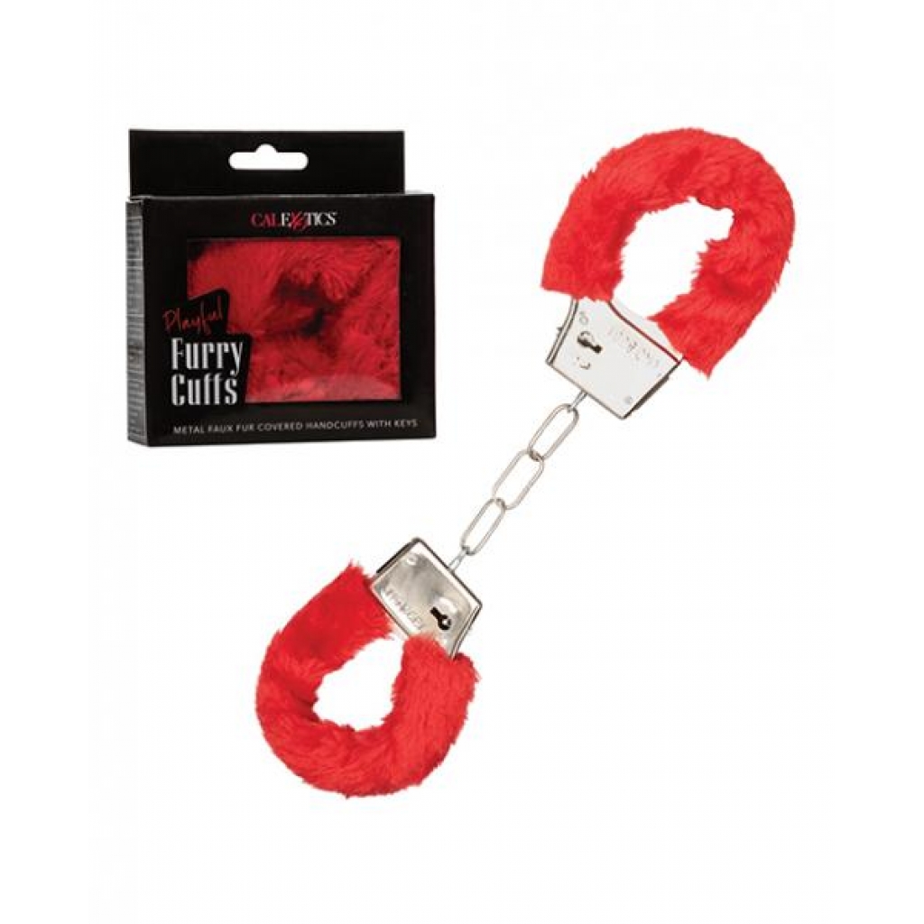 Playful Furry Cuffs - Versatile Bondage Set in Red