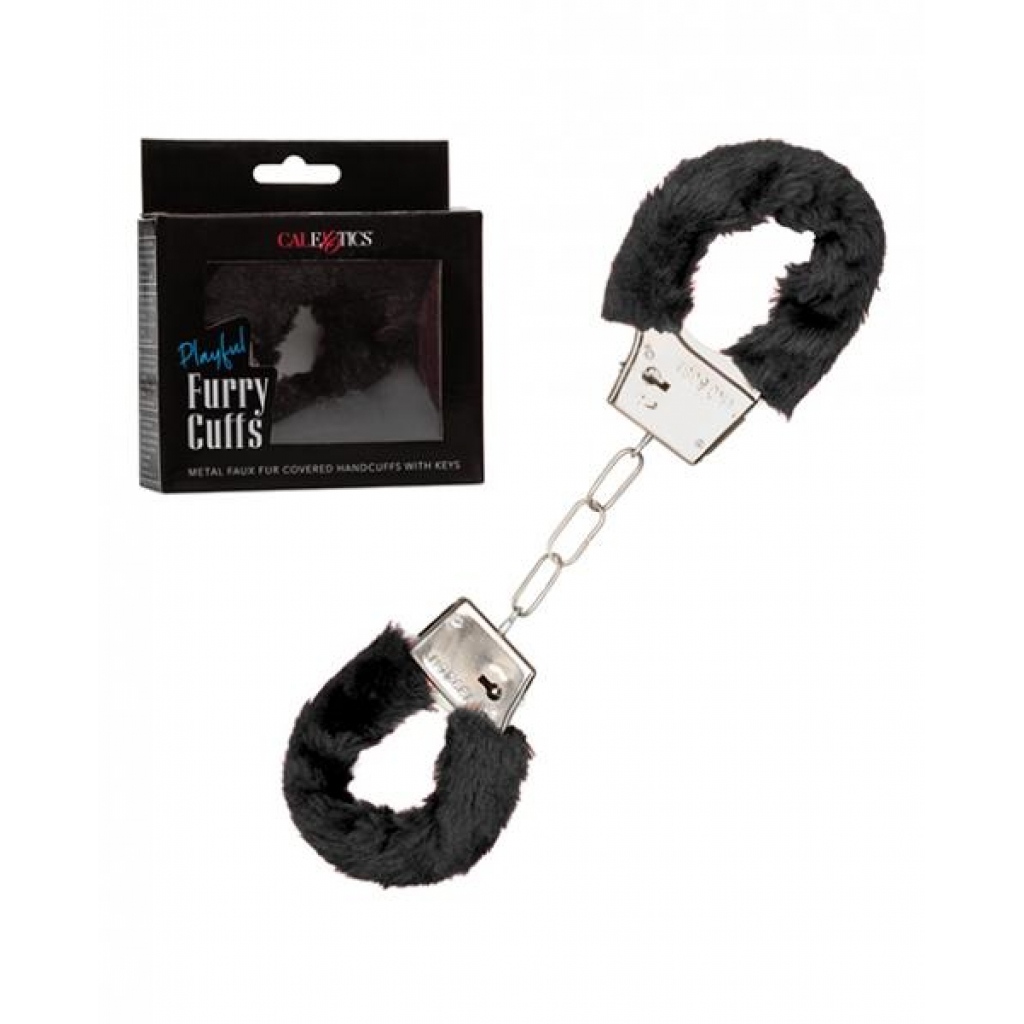 Playful Furry Cuffs - Black Restraint Set