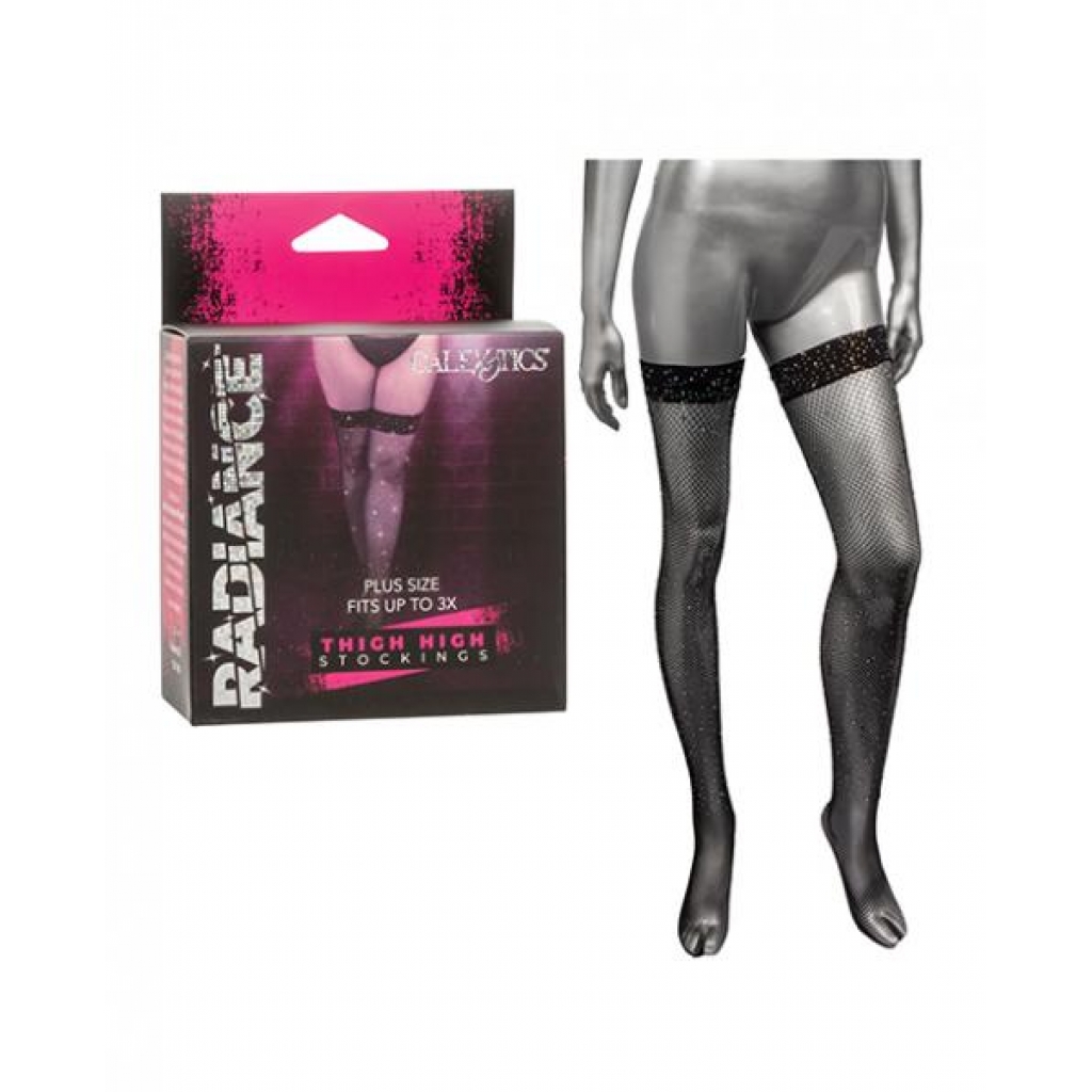 Radiance Plus Size Thigh High Stockings - Black