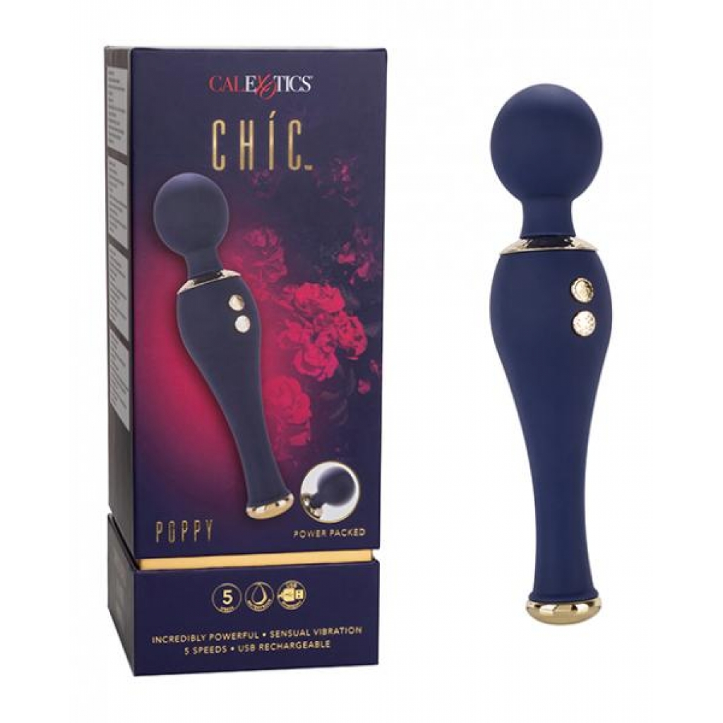 Chíc Poppy Vibrator - Blue - Ultra Plush Silicone