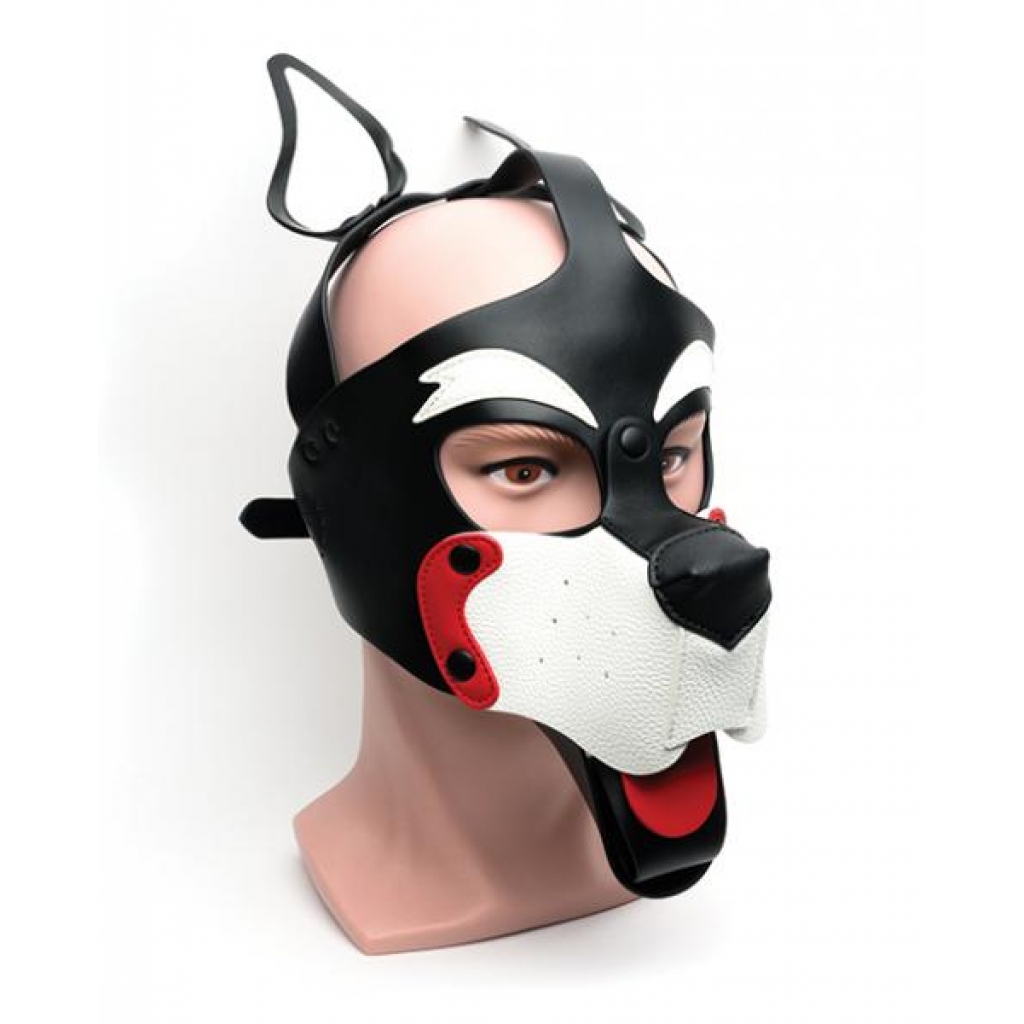 665 Playful Pup Hood - Red/Black/White