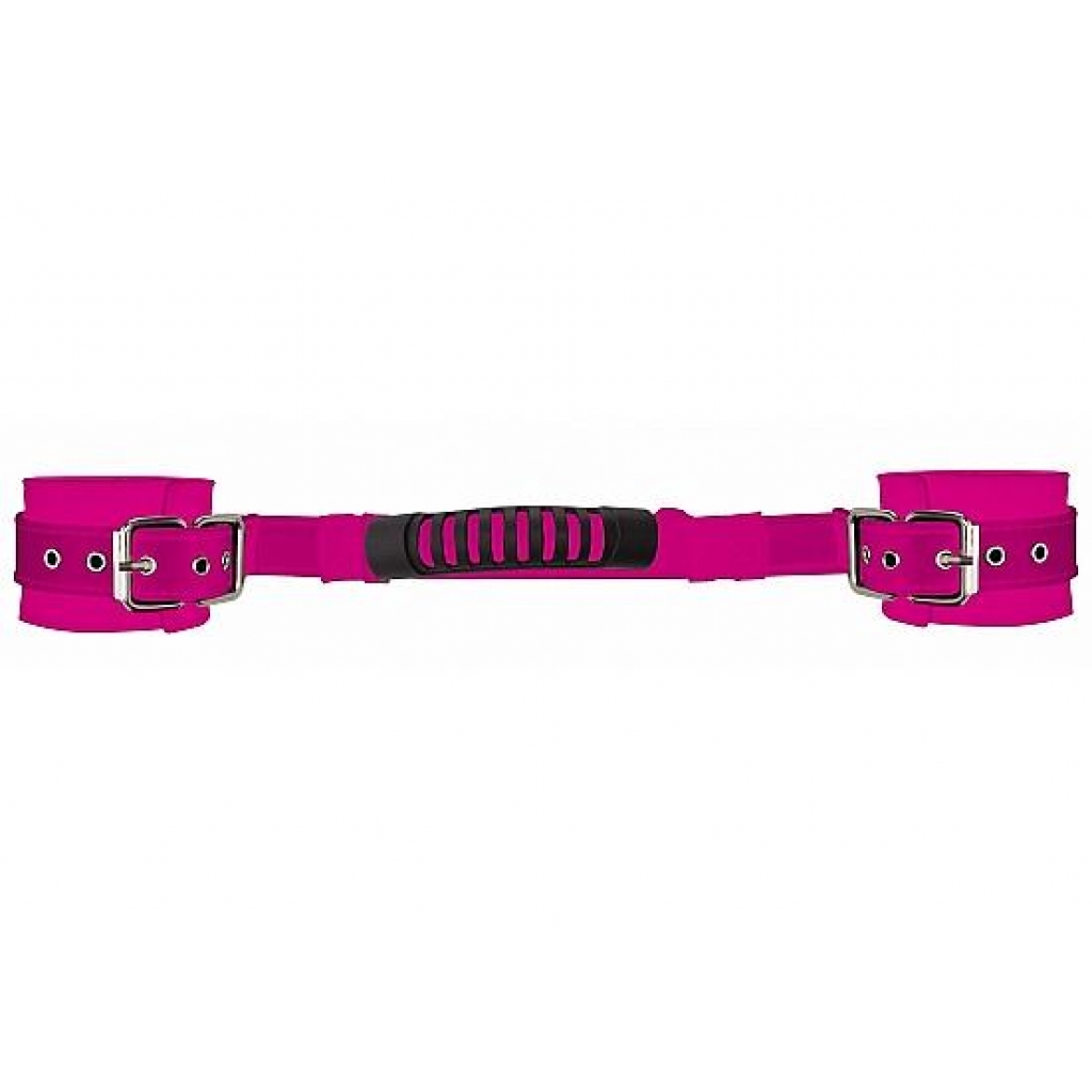 Adjustable Leather Handcuffs Pink - Shots Toys