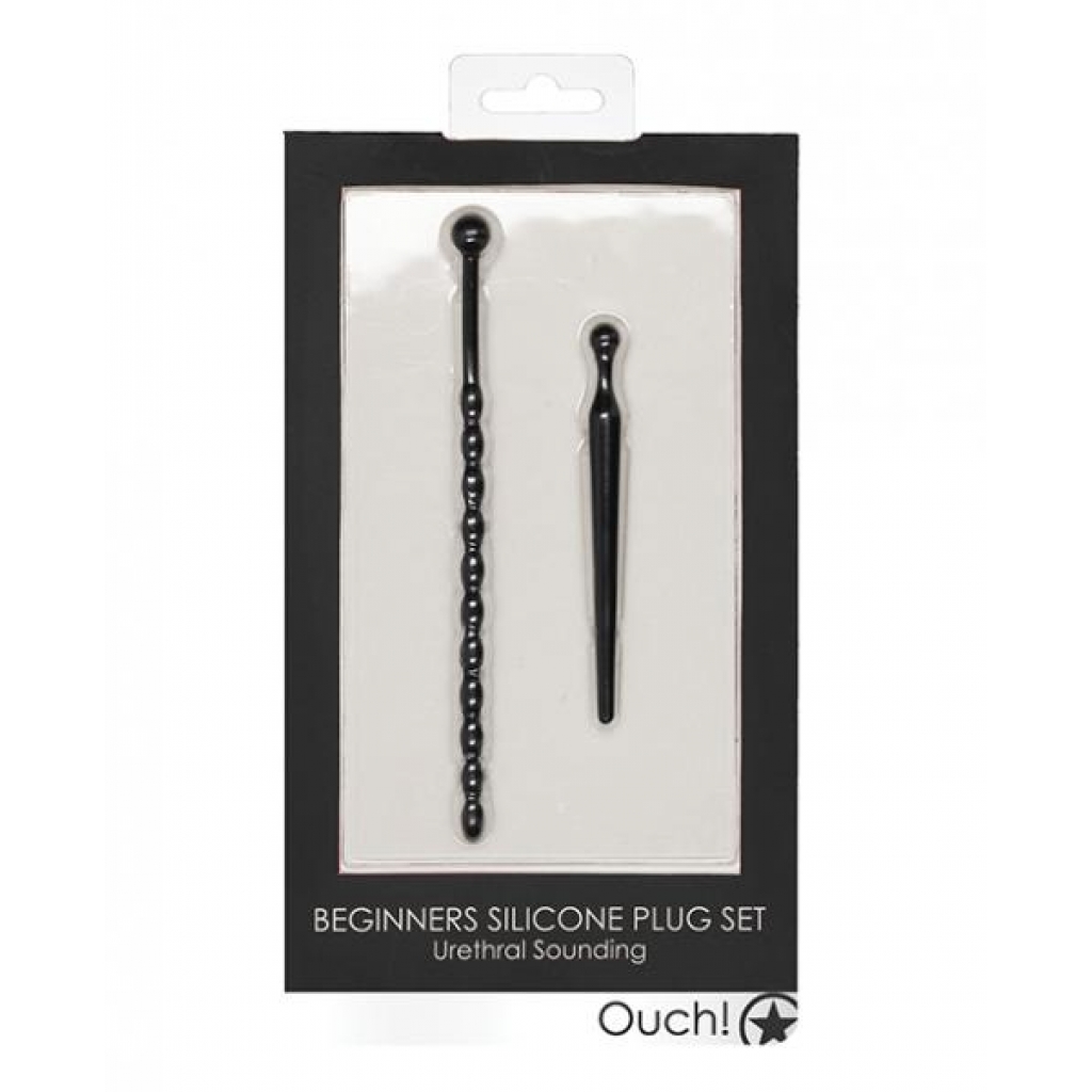 Shots Ouch Urethral Sounding Beginners Silicone Plug Set in Black